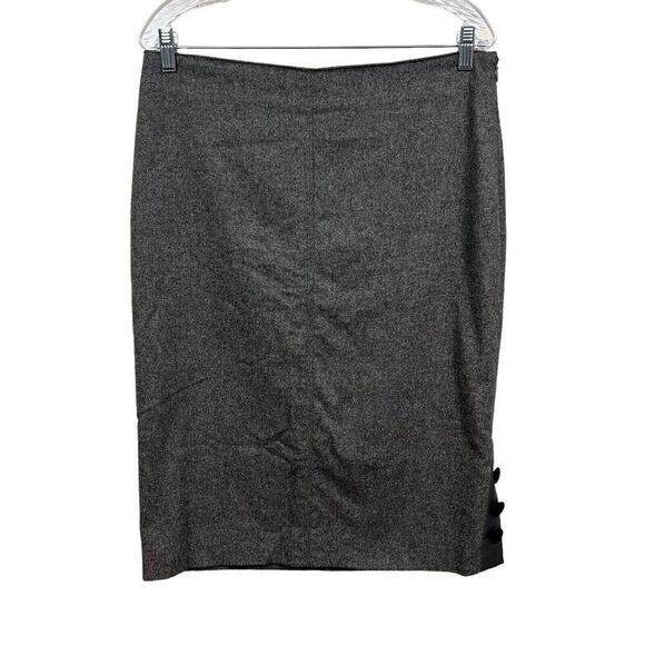 Body By Victoria Wool Blend Pencil Skirt Side Button Slit Lined Gray Women Sz 10